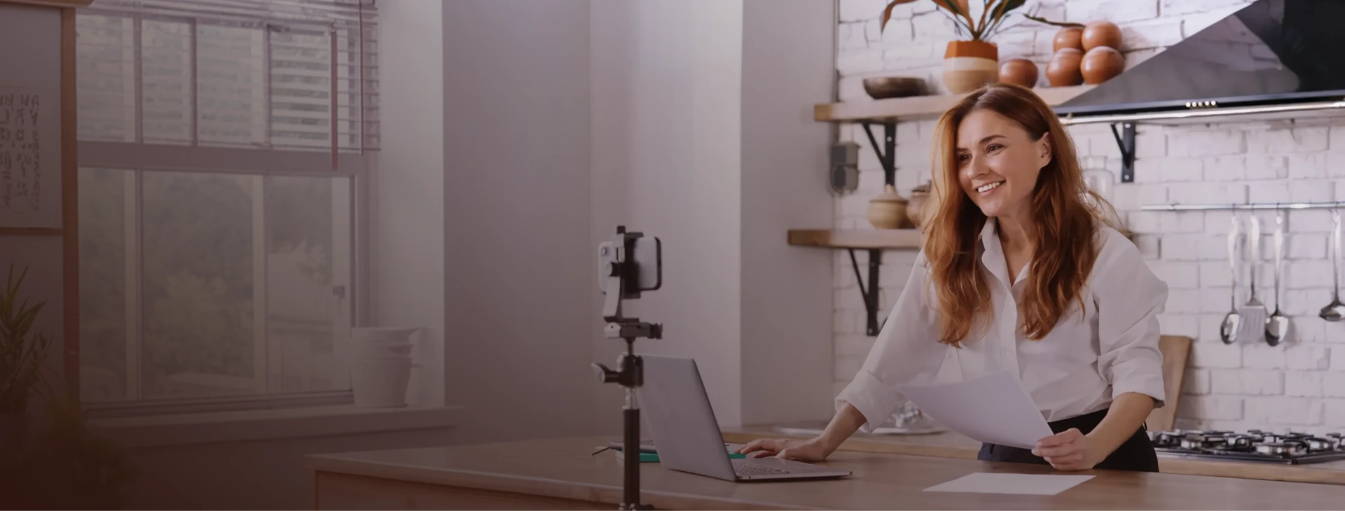 Professional working on her content practice at home