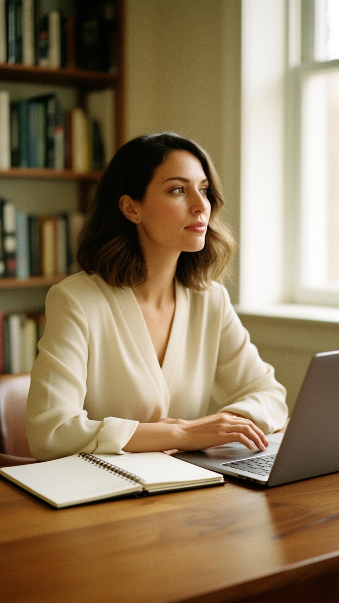 A professional smiling in her office after an approved request